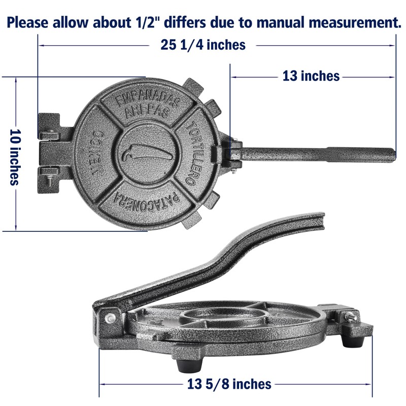ARC Tortilla Press 10.4" Include 100 Pcs Parchment Paper, Cast