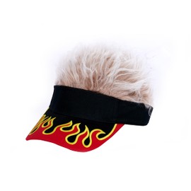 HAFKOIS Men's Visor with Hair Fake Hairs Visor Hat with Hair for Men Funny Spiked Sun Hats Novelty Baseball Wig Caps Birthday Gift