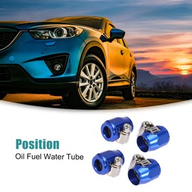 ACROPIX AN4 Hex Automotive Hose Finisher Flexible Rubber Pipe Clamp with Screw Band Adapter Fitting Blue 4pcs