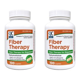 Quality Choice Fiber Therapy for Regularity Methylcellulose 500 mg 100 Caplets Pack of 2