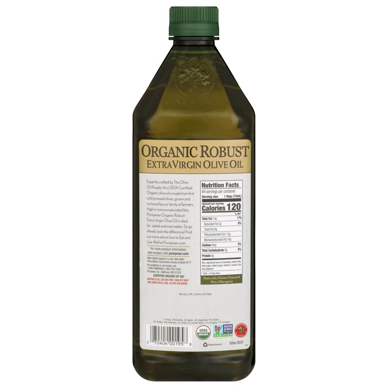 Pompeian USDA Organic Robust Extra Virgin Olive Oil, Contains Polyphenols,