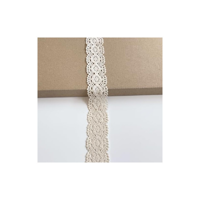 Natural Oval Pattern Cluny Lace Trim, 1.25" Width, 3 Yards/Pack,