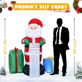 YOUBEMAGIC 6FT H Christmas Inflatable Santa Claus with Build-in LED Lights Holding a Long Wish List, Blow up Christmas Inflatable Outdoor Decorations Large Party Yard Decoration