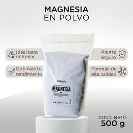 Celesty | Magnesia para Gimnasia y Crossfit | Agarres para Gym - Calistenia - Barras Olimpica | Ideal para Entrenamiento de Fuerza y Agilidad - Complementa con tu Rutina de Gimnasia | 500gr