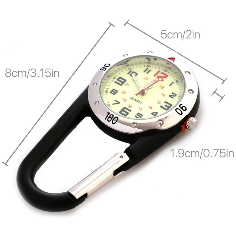 WONOLO Clip on Carabiner Luminous Face FOB Watch Digital for