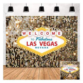 Welcome to Las Vegas Party Photography Backdrops 7x5ft Fabulous Casino Poker Movie Themed Photo Background Vintage Costume Dress-up Birthday Prom Ceremony Baby Shower Banner Supplies Props Vinyl