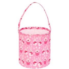 ACMUUNI Easter Egg Basket Easter Bunny Gift Basket Toy Storage Bucket Portability Lightweight with handle. (Pink)