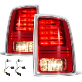 Chee Lyee Premium Type Tail Lights Compatible with Ram 1500 2500 3500 2013-2018 with Bulbs and Harnesses Chrome LED Taillights, A Pair, OEM: CH2800203 68093079AC CH2801203 68093078AC