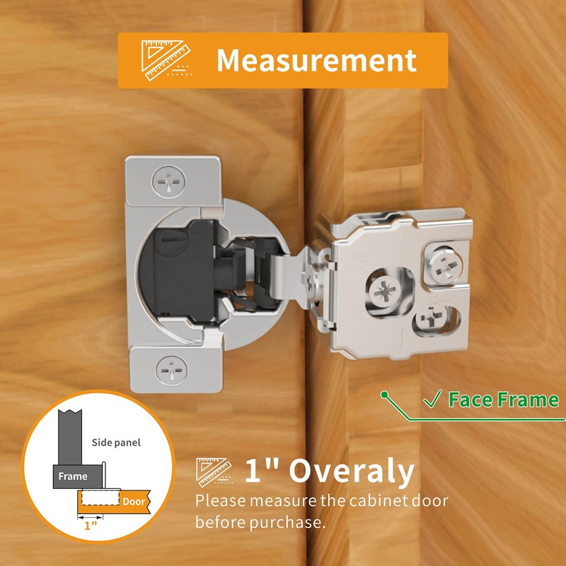 Chibery 50 Pack 1" Overlay 4D Soft Close Concealed Hinges