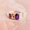 TJC Multi Gemstone Five Stone Ring for Women in 925