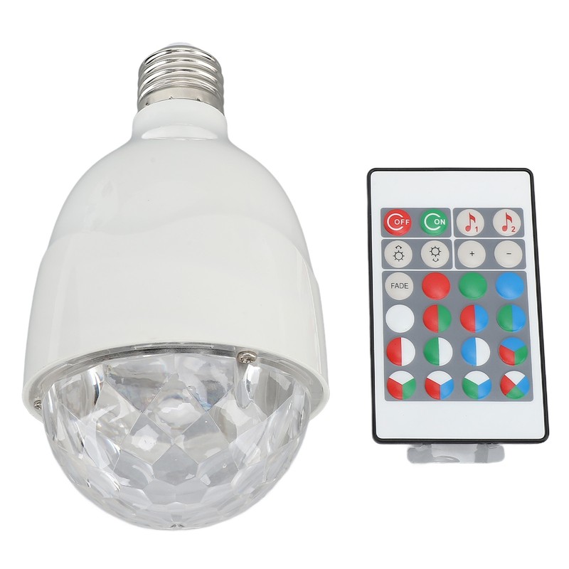 Disco Ball Lamp Bulb E27 Sound Activated Remote Control RGB
