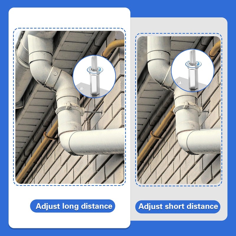 2 PCS 4 Inch Heavy Duty Adjustable Pipe Bracket, Galvanized