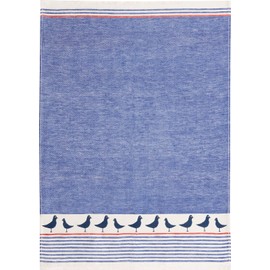 Kracht Half-Linen Tea Towel Jacquard North Sea Navy Blue Size Approx. 50 x 70 cm