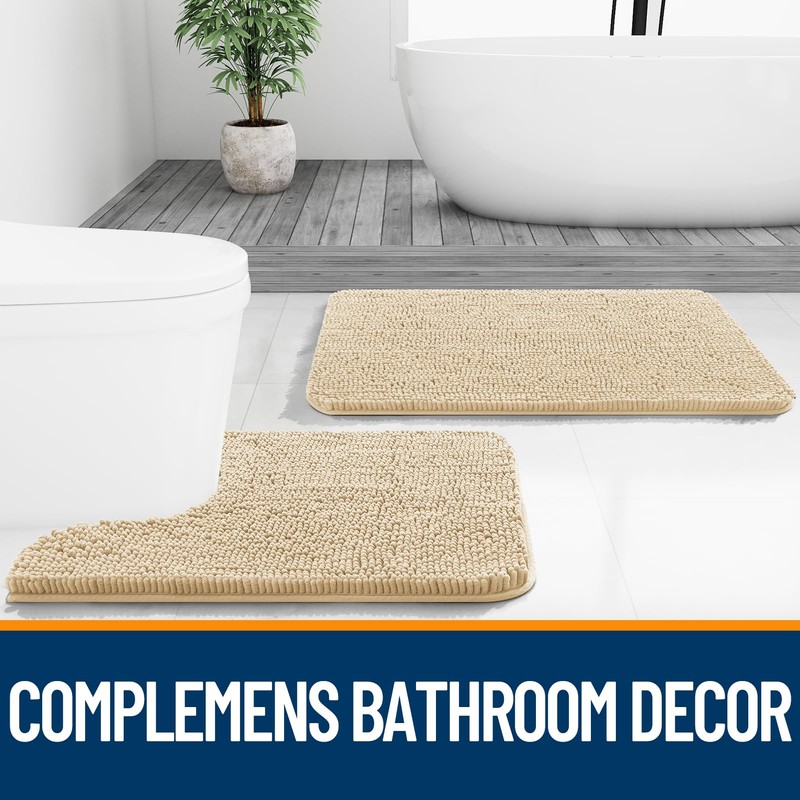 OLANLY Bathroom Rugs 59x35, Extra Soft Absorbent Chenille Bath Rugs,
