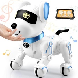 Remote Control Robot Dog Toy, Interactive RC Dog Robot Toys for Kids, Programmable Smart and Dancing Robot Toy, Imitates Animals Mini Pet Dog Robot with Sound and LED Eyes:_blue