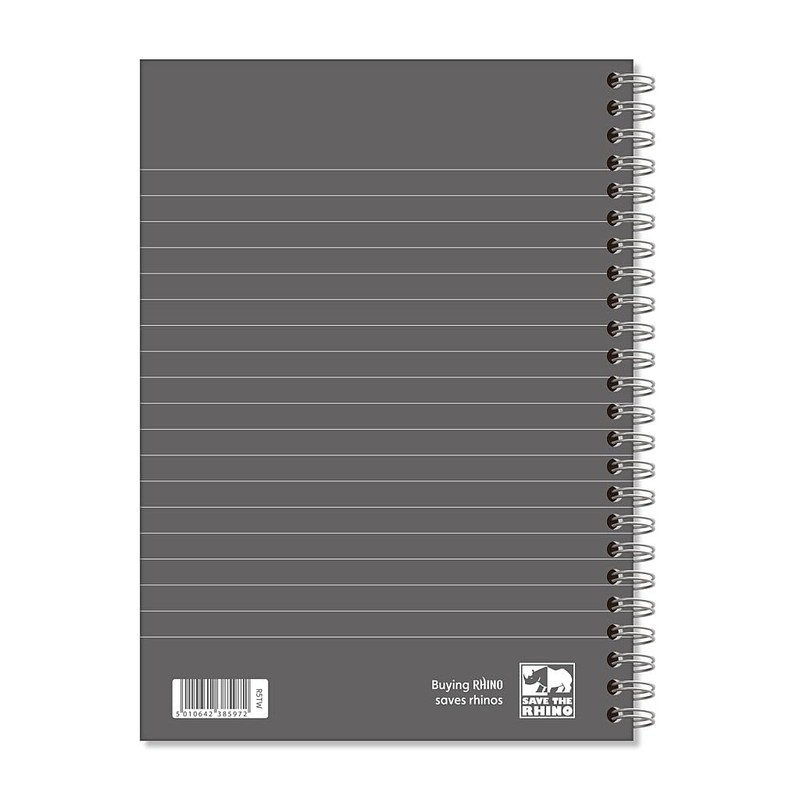 RHINO A5 Spiral Notebook, 160 Page / 8mm Lined Writing