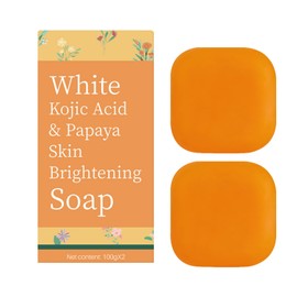 Kojic Acid & Papaya Skin Brightening Soap - Soap Bar for Face & Body Smooth - Acne Scars, Uneven Skin Tone - Dark Spot Correcting Soap - Solid Soap Bars for Hyperpigmentation (2 PCS)