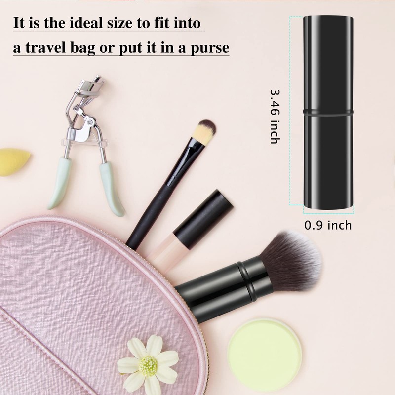 Falliny Retractable Kabuki Makeup Brush, Travel Face Blush Brush, Portable