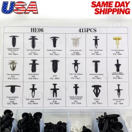 AMK 415pc Plastic Rivets Fender Bumper Push Clips with Tool for Chrysler Dodge Jeep