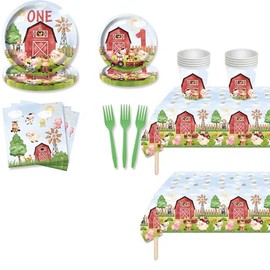 Futi Farm - Plato de fiesta y taza y mantel para padres (Granja Boy One)