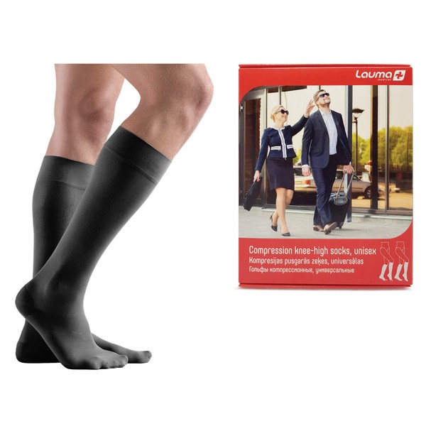 Lauma Medical, 23-32 mmHg Closed Toe Medical Compression Knee Socks Class 2, Varicose Veins, Common Swelling in the Legs, Calves and Feet Pain, black
