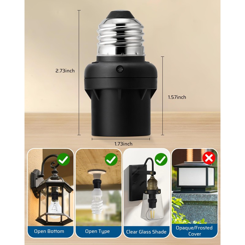DEWENWILS Light Sensor Socket, E26 E27 Dusk to Dawn Sensor