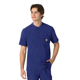 Carhartt Scrubs C16310 Cross-Flex Modern Fit Henley Scrub Top Medium Galaxy Blue