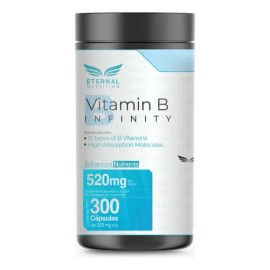 ETERNAL NUTRITION Infinity Complejo B Elevado (300 Cápsulas) | 11 Formas Bioactivas de Vitamina B: B1, B2, B3, B5, B6, B7, B9 y B12 | Alta Absorción | 300 Porciones · 520 mg | Energía y Metabolismo