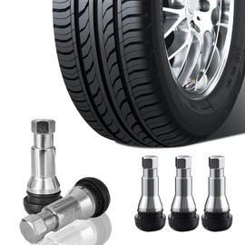 BHock Auto 5pcs TR413 Chrome Rubber Valve Stem, Snap-in Tire Valve Stem for 0.453 Inch Rim Holes, Uiniversal Fit for Cars & Trucks (Silver)