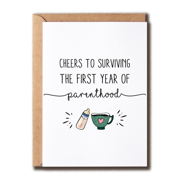 NTGifts Cheers To Surviving The First Year Of Parenthood Card