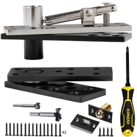 Hidden Door Hinge Kit - 360° Swinging Heavy Duty Pivot Hinges for Secret Bookcase/Murphy Doors, 600Lbs Load-Bearing Thickened Solid Steel with Hardware for Secret Door,Smooth Bearing Design