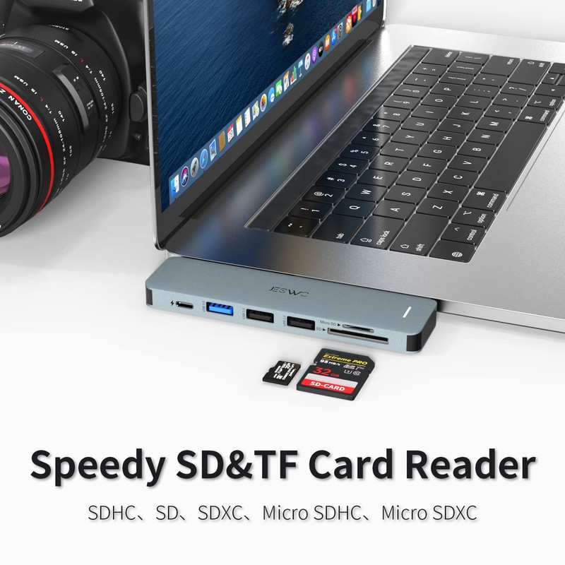 JESWO HUB USB C, 7 en 2 Adaptador USB C