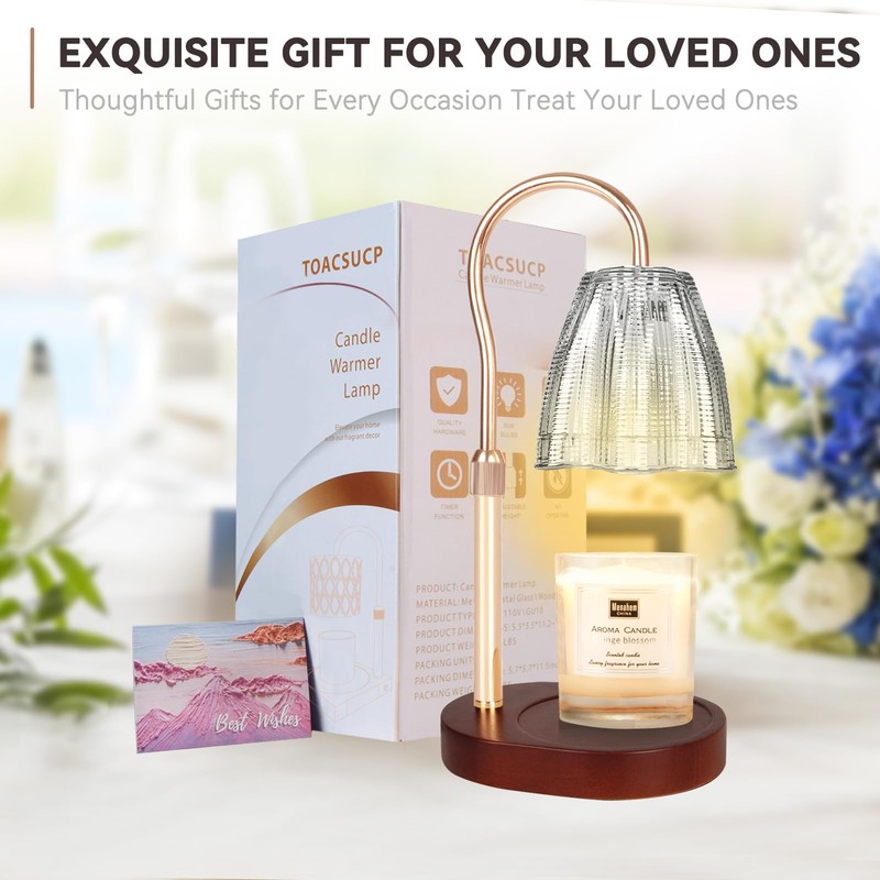 TOACSUCP Candle Warmer Lamp with 3 Bulbs, Adjustable Height Dimmable