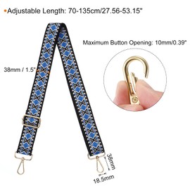 uxcell Purse Strap Replacement, 27.5-53inch Adjustable Polyester Stylish 1.5inch Wide Crossbody Shoulder Strap for Handbag Guitar(Blue, Gold Buckle)