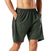 HMIYA Men's Sports Shorts, Quick-Drying Shorts with Zip Pocket, Army