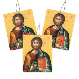 Aroma of Christ, Catholic Hanging Car Air Fresheners (3 Pack), Ocean Scent, Jesus The King & Virgin Mary Icons, Religious, Christian Auto Mirror Accessory, Odor Eliminator, For, Home, Car & Closet