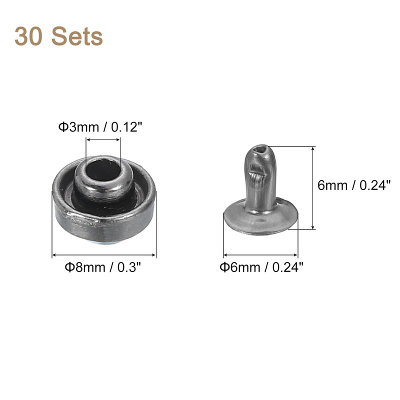 sourcing map 30 Set Leather Rivets, 8mm Turquoise Rapid Rivets