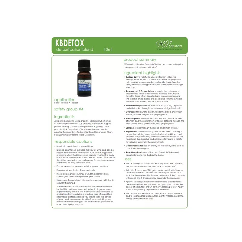 HB Naturals Organic Kidneys and Bladder Detoxification Essential Oil Blend