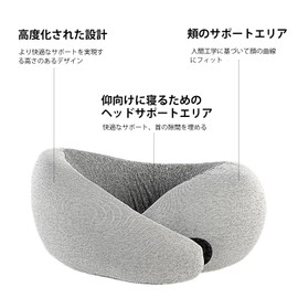 WOVTE ネックピロー 首枕 U型 コンパクト カバー洗濯可 エアーピロー ネッククッション 低反発 快眠 快適 安眠 昼寝 携帯枕 ストレートネック 枕 出張 バス 新幹線 飛行機 旅行 便利グッズ (グレー）