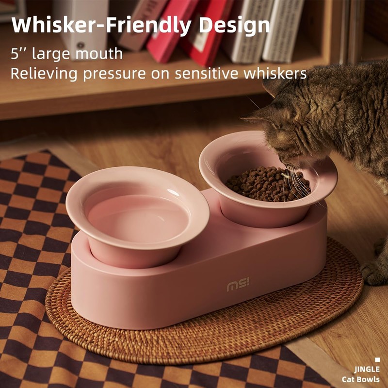 MS!MAKE SURE Dog Cat Bowls, Elevated Ceramic Cat Food and