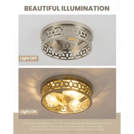 piano7797 Flush Mount Ceiling Light Fixtures,13 inch Brushed Nickel 3-Light Light Fixtures Ceiling Mount for Farmhouse Kitchen Bedroom Hallway 1 Pack