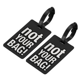 MECCANIXITY Luggage Tag, PVC Identifier Card Holder Label, Not Your Bag Pattern Travel Bag Tag with Adjustable Strap for Baggage Suitcase, Black 2 Pack