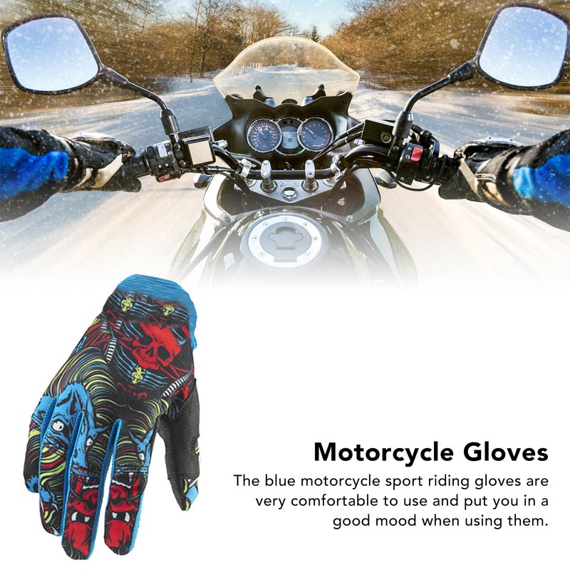 1 Pair Blue Motorcycle Sport Gloves Fashionable Non Slip 2
