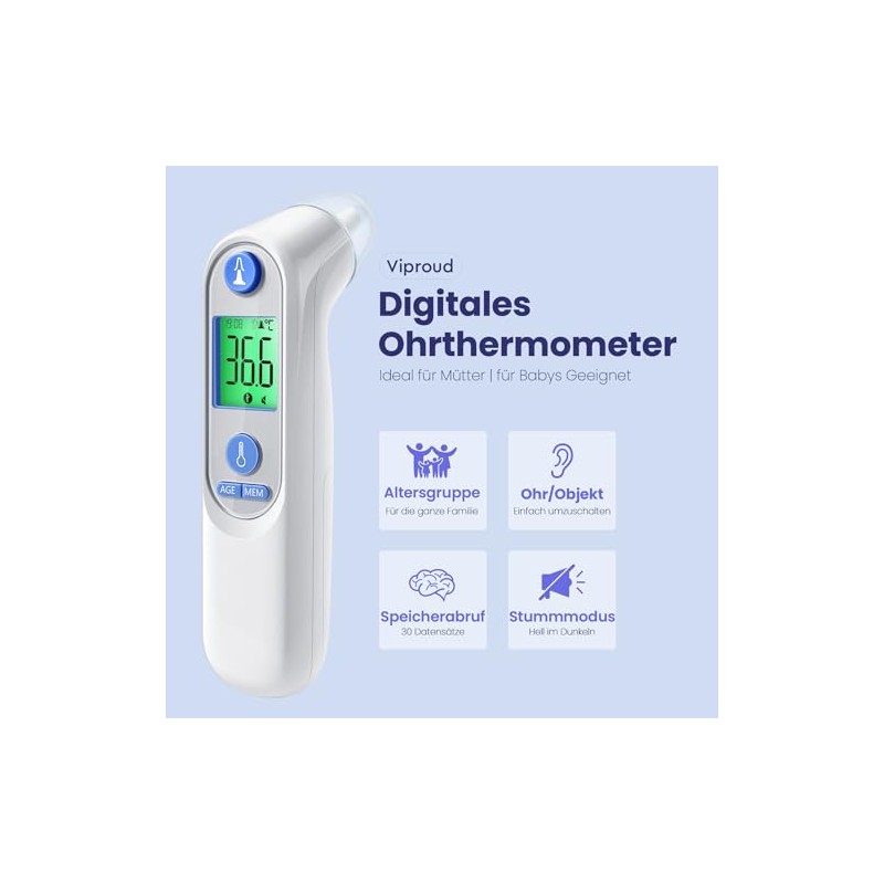 Digital Infrared Ear Thermometer for Babies, Adults & Seniors -
