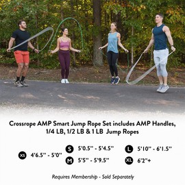 Crossrope AMP Smart Jump Rope Set with 1/4 LB, 1/2 LB & 1LB Jump Ropes – Bluetooth-Connected, High-Intensity Jump Rope Fitness Training for High Calorie Burn and Cardio - Small - Membership Required