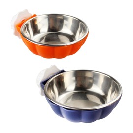 Fhiny Crate Dog Bowl, Removable Stainless Steel Pet Cage Bowl Hanging Food & Water Feeder Coop Cup for Cat, Puppy, Ferret, Birds, Guinea Pigs 2 Pack