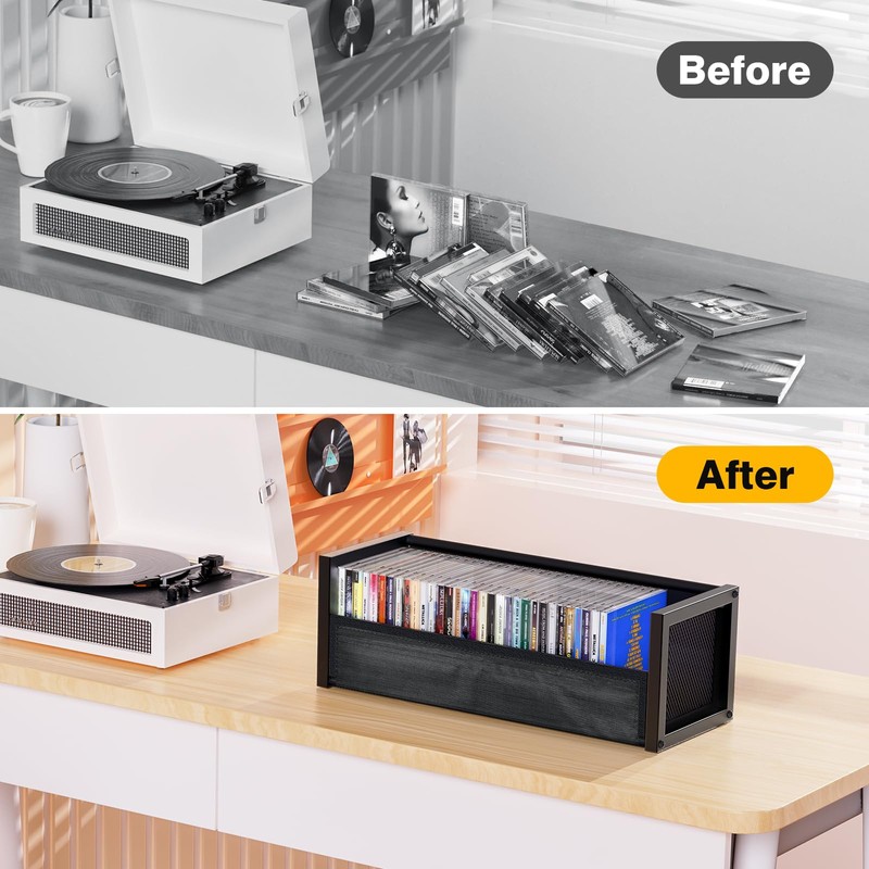 PAPAGIFTREE CD Storage Box Case for Display, CD Holder Organizer