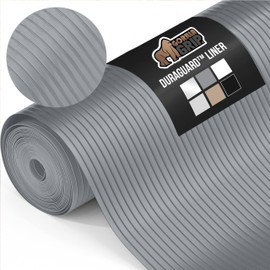 GORILLA GRIP DuraGuard Shelf Liner, Non-Adhesive Cabinet Liners for Kitchen Drawers, Shelves, Refrigerator, Pantry Storage, Bathroom Closet, Durable Waterproof BPA Free Ribbed Plastic, 12x10 Gray
