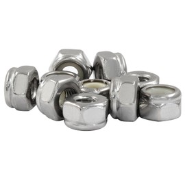 Litoexpe #10-32 Nylon Insert Hex Lock Nuts 50 Pcs, 304 Stainless Steel Locking Nuts, Thread Nylock Nuts for Bolts