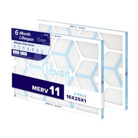 LEVOIT 16x25x1 Air Filter, MERV 11, 6-Month Pleated 1-Inch Electrostatic AC Furnace Air Cleaning Filter, 2 Pack (Actual Size 15.69×24.69×0.79 inches)
